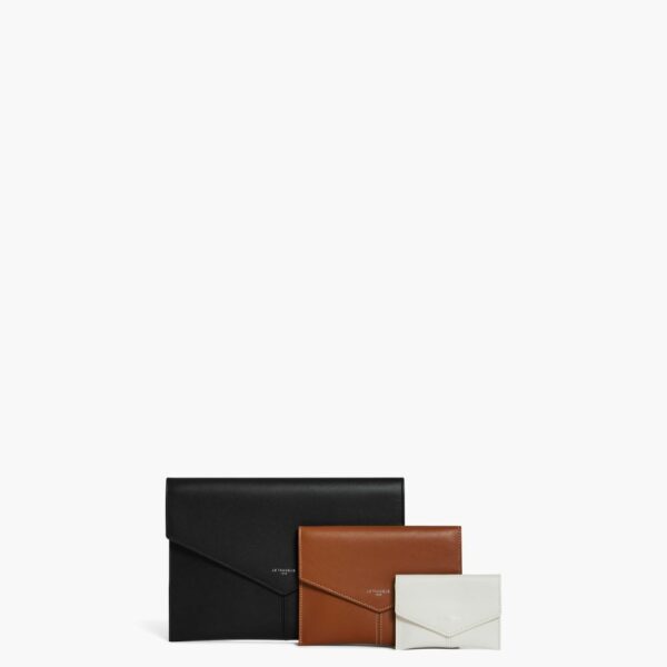 SET 3 POCHETTES NOIR/TAN/CRAIE
